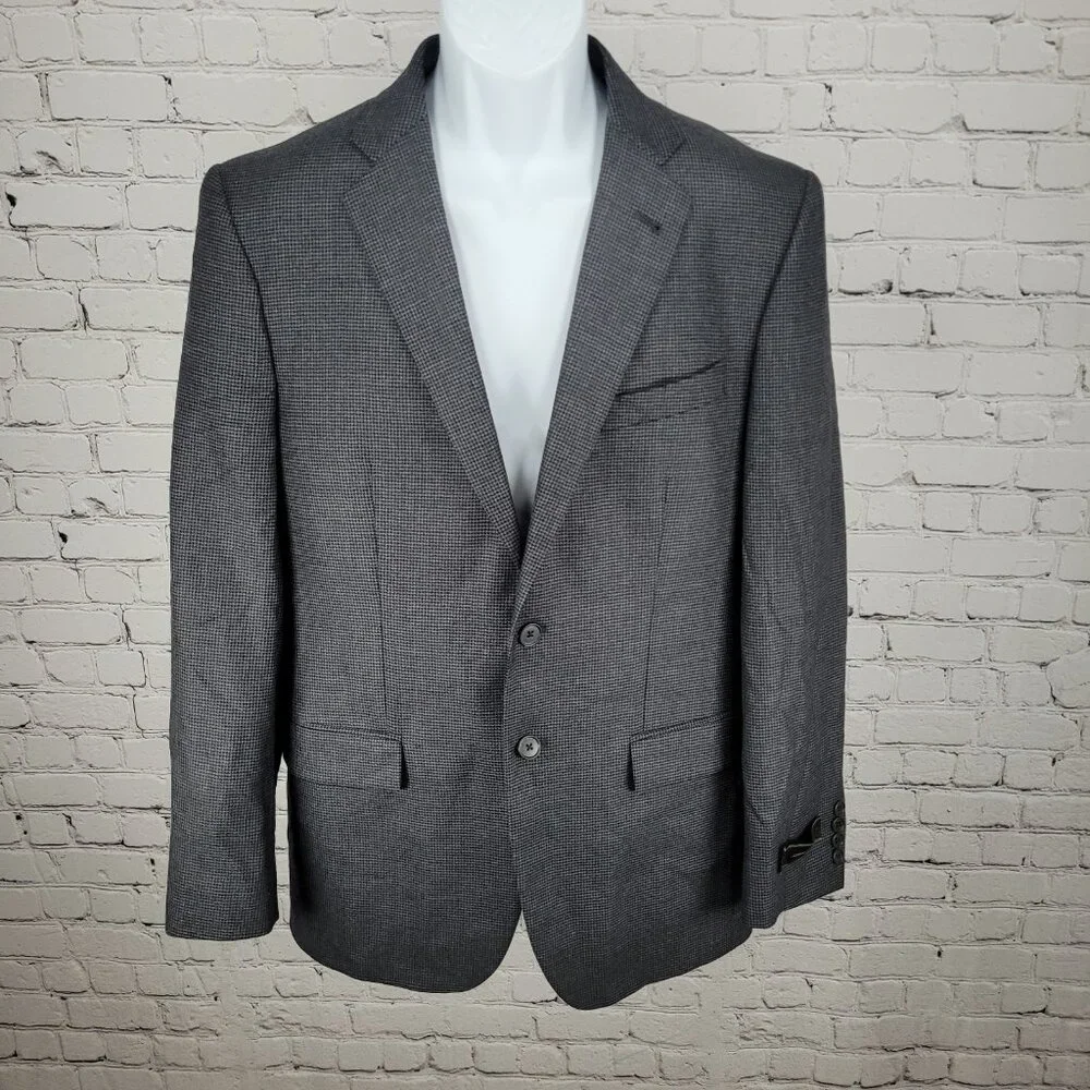NWT Joseph Abboud Grey 100% Wool Houndstooth Blazer Sport Coat USA Made Size 40R